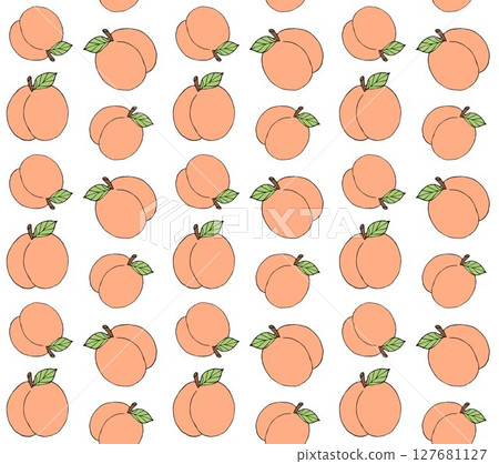 Vector seamless pattern of doodle sketch peach 127681127
