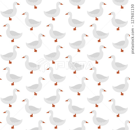 Vector seamless pattern of flat hand drawn duck 127681130