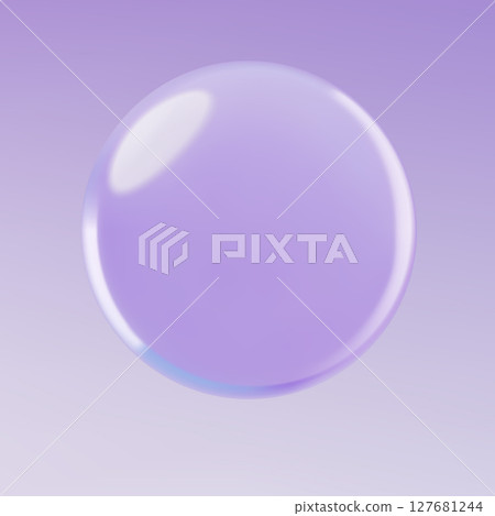 Purple 3d glass bead on gradient background realistic vector illustration. 127681244