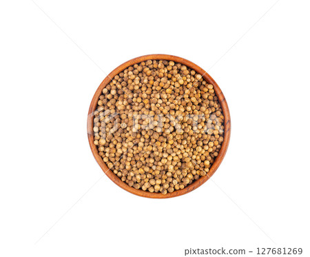 Coriander Seeds Isolated, Cilantro Grains, Chinese Parsley Seed Group, Dry Spices, Seasonings Coriander Seeds Isolated, Cilantro Grains, Chinese Parsley Seed Group, Dry Spices, Seasonings 127681269
