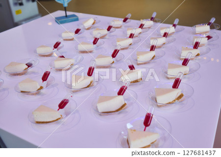 An Elegant Assortment of Gourmet Desserts and Savory Snacks Beautifully Arranged on Table An Elegant Assortment of Gourmet Desserts and Savory Snacks Beautifully Arranged on Table 127681437