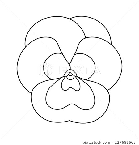 Pansies Line Vector Icon, Tricolor Viola Symbol, Minimal Viola Flower Pansies Line Vector Icon, Tricolor Viola Symbol, Minimal Viola Flower 127681663