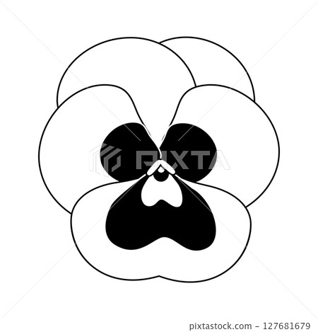Pansies Line Vector Icon, Tricolor Viola Symbol, Minimal Viola Flower Pansies Line Vector Icon, Tricolor Viola Symbol, Minimal Viola Flower 127681679