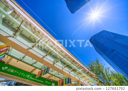 Tokyo cityscape in Japan, overlooking Takanawa Gateway City in front of Takanawa Gateway Station, June 22, 2025 127681702