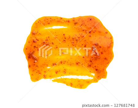 Nuoc Cham Orange Sauce Isolated, Red Asian Jelly Dip Smear, Hot Pepper Vietnamese Sauce 127681748