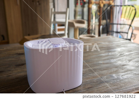 A Playful Ginger Cat at a Water Fountain Captivates with Its Adorable and Curious Nature 127681922