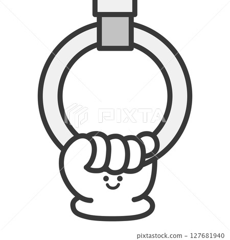 Illustration of a hand holding a round strap Illustration of a hand holding a round strap 127681940