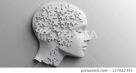 Conceptualize Mind Puzzle, Solving Complex Thoughts, Mental Health, and Well-being 127682391