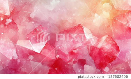 Explore Watercolor Crystals with Gentle Hues and Angular Texture, Modern Art 127682406
