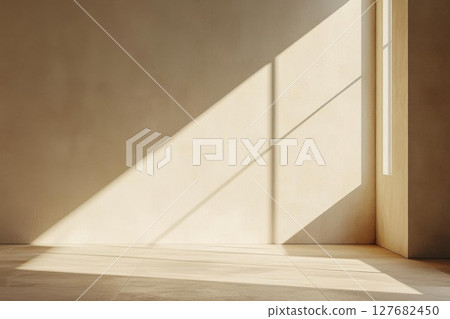 Sunlight Streams Through Window Illuminating Empty Room With Minimalist Concept 127682450