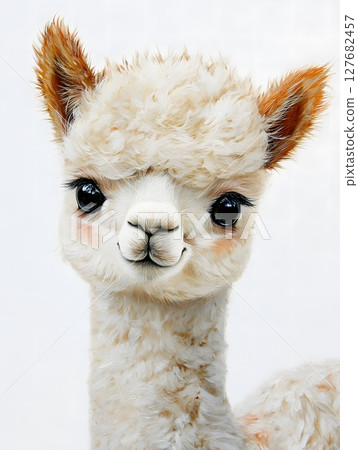 portrait of a white alpaca baby 127682457