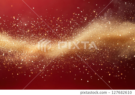 Celebrate With Golden Glitters Against a Crimson Canvas for Festive Designs Celebrate With Golden Glitters Against a Crimson Canvas for Festive Designs 127682610
