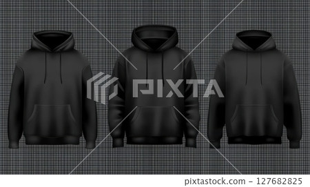Display of Black Hoodies for Fashion and comfort, with Stylish Look 127682825