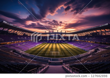 Explore Empty Grand Stadium Under Dramatic Skies For Sporting Event Explore Empty Grand Stadium Under Dramatic Skies For Sporting Event 127682898