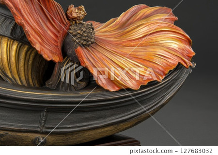 Sculpture of a Creature Riding Wave Sculpture and Detailed Craftsmanship 127683032