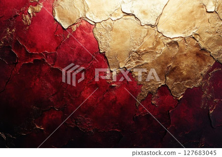 Abstract Red And Gold Texture Creates An Opulent Look with Vintage Theme 127683045