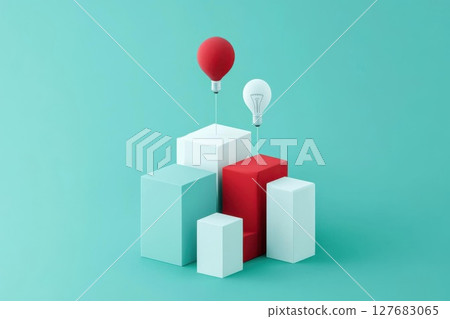 Ideas Shine Over Blocks, Representing Creative Growth and Business Conceptuals 127683065