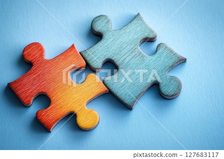 Join Pieces Showing Strategy With Connection On Puzzle And Problem Solving Concept 127683117