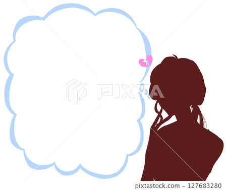 心碎的女人剪影雲形氣泡 127683280