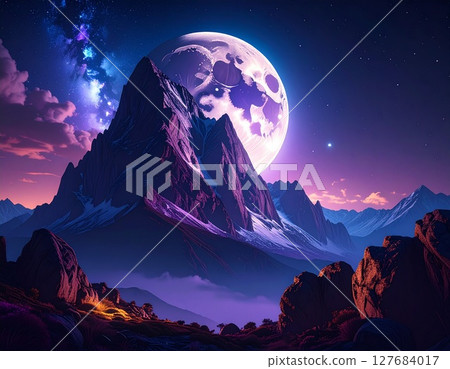 月光照亮的北釜山脊 127684017