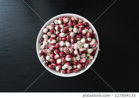 Painted Pony Dry Beans in White Bowl 127684133