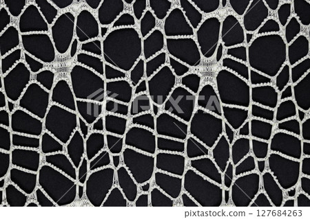 Plastic net pattern on black background 127684263