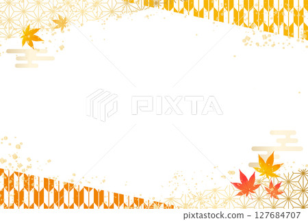 秋季年末禮物敬老日紅葉日式花紋背景框 127684707