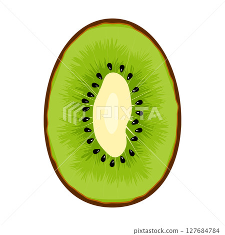 Sliced Kiwi Fruit Vector Illustration. The kiwis green flesh is rich in detail, featuring radiating lines that mimic the natural texture of the fruit. Sliced Kiwi Fruit Vector Illustration. The kiwis green flesh is rich in detail, featuring radiating lines that mimic the natural texture of the fruit. 127684784
