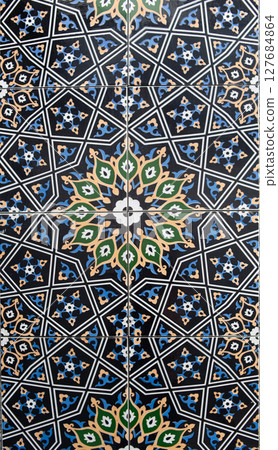 Traditional uzbek ornament. Tashkent, Uzbekistan. Central Asia. 127684864
