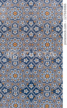 Traditional uzbek ornament. Tashkent, Uzbekistan. Central Asia. 127684866