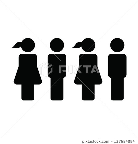 People icon vector male and female group of persons symbol in glyph pictogram illustration 127684894