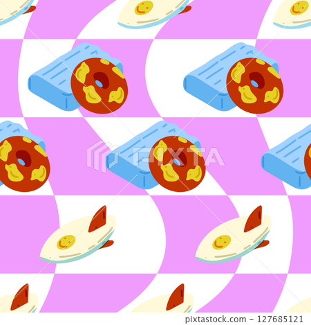 Seamless Surfboard Float Ring Pattern Seamless Surfboard Float Ring Pattern 127685121