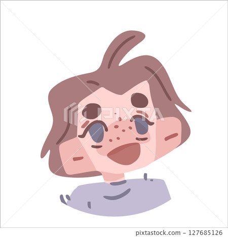 Cartoon Freckled Kid Smiling Portrait 127685126