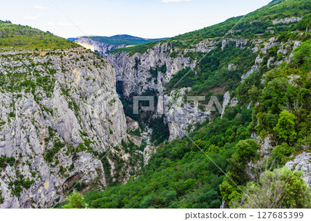Mountain landscape, Verdon Gorge in France. Mountain landscape, Verdon Gorge in France. 127685399