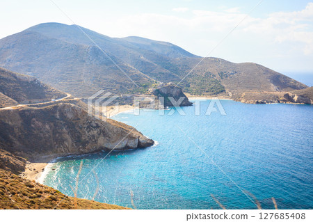 Greek coastline on Peloponnese, Mani Peninsula 127685408