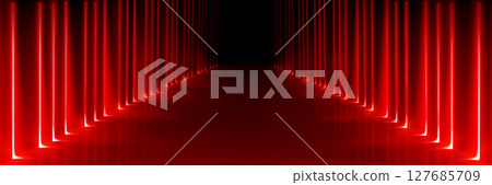 Abstract red neon tunnel corridor Abstract red neon tunnel corridor 127685709
