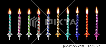 Colorful birthday candle 3d collection Colorful birthday candle 3d collection 127685713