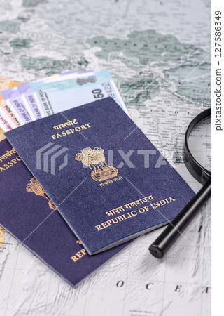 Indian citizen passport, a document for travelling 127686349