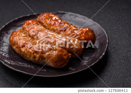 Grilled pork or beef sausages Grilled pork or beef sausages 127686411