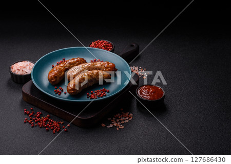 Grilled pork or beef sausages Grilled pork or beef sausages 127686430