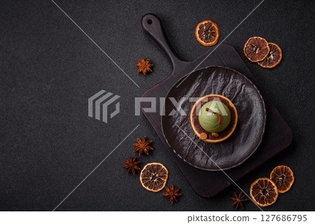 Easter sweet cake or tart in the shape of an egg 127686795