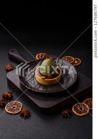 Easter sweet cake or tart in the shape of an egg 127686797