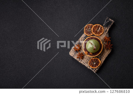 Easter sweet cake or tart in the shape of an egg 127686810