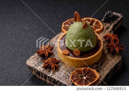 Easter sweet cake or tart in the shape of an egg Easter sweet cake or tart in the shape of an egg 127686813