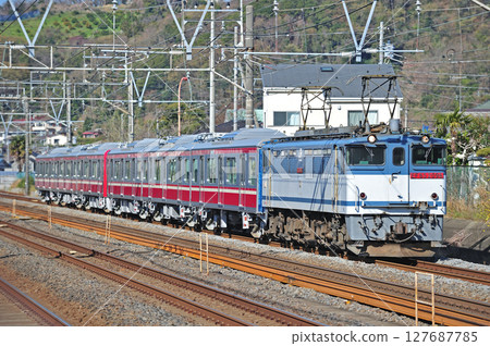 Tokaido Line Ninomiya-Oiso JR Freight EF65-2096 + Keikyu Railway New 1000 Series 1361 train Class A transport Tokaido Line Ninomiya-Oiso JR Freight EF65-2096 + Keikyu Railway New 1000 Series 1361 train Class A transport 127687785