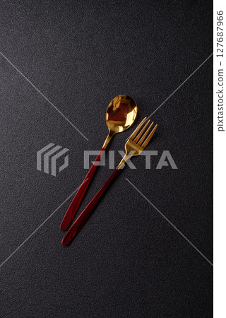 Fork, spoon, chopsticks set of kitchen utensils 127687966