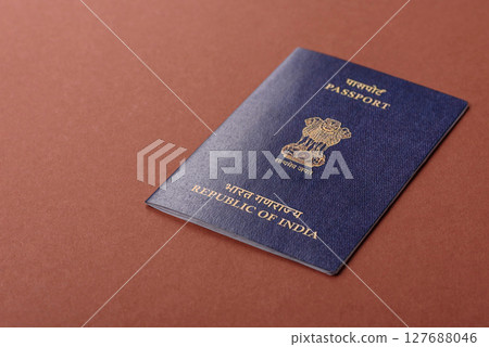 Indian passport for travelling, flying and doing business. India document 127688046