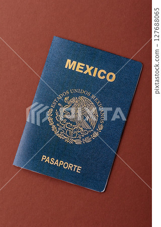 Mexican passport for travelling, flying and doing business. Mexico document 127688065