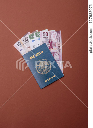 Mexican passport for travelling, flying and doing business. Mexico document Mexican passport for travelling, flying and doing business. Mexico document 127688073