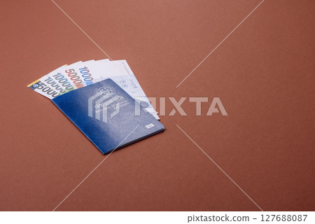 Korean passport for travelling, flying and doing business. South korea document 127688087